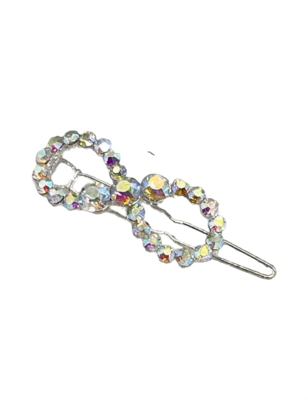 Crystal Rhinestone Figure-Eight Hair Clip - Aurora Borealis FINAL PRICE DROP
